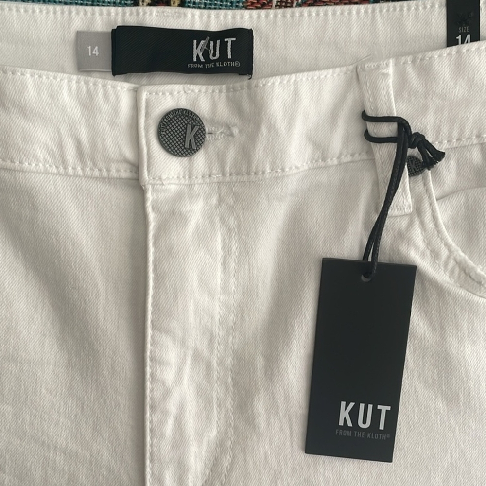 Kut from the Kloth White Jean Shorts Distressed Style - Picture 2 of 3